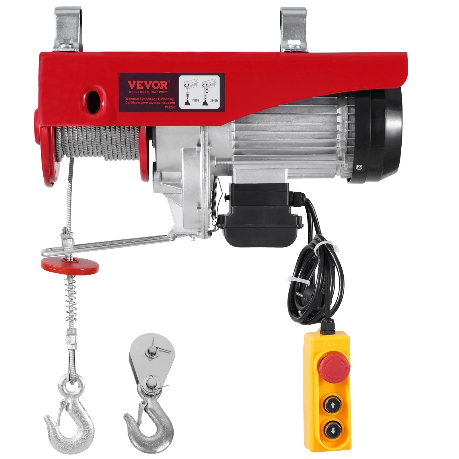 SucceBuy 2640Lbs Electric Hoist Winch 230V with 14ft Wired Remote Control 40ft Single Cable Lifting Height Lift Hoist for Garage Ürün ana görseli