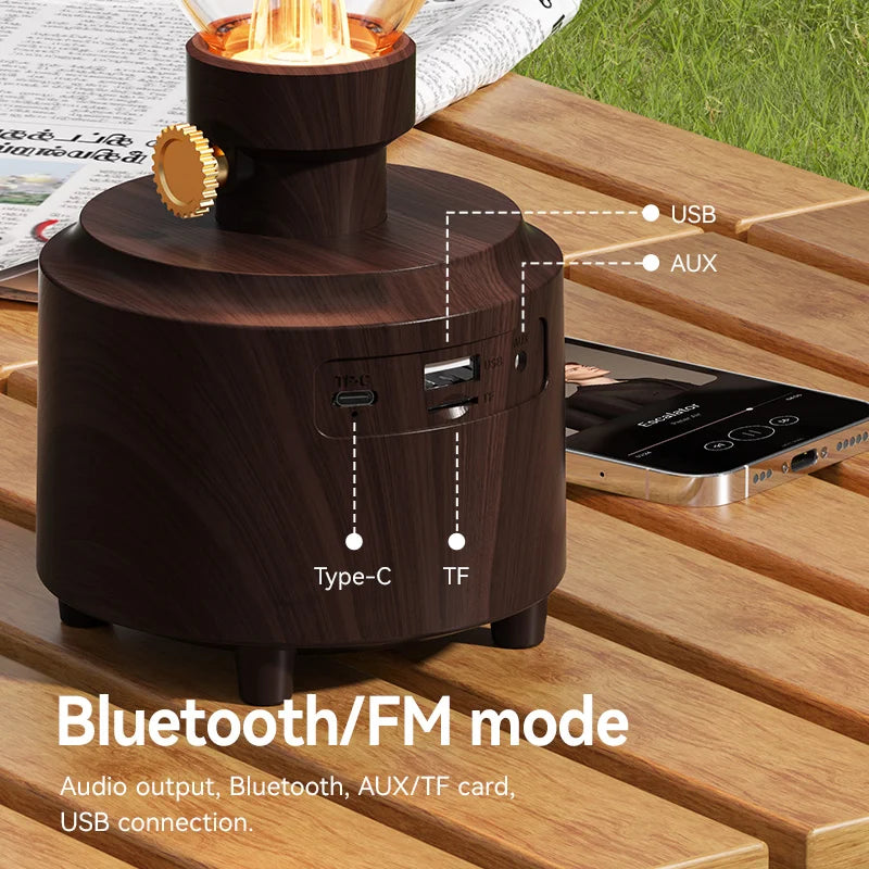 Retro Lamp Style Wireless Bluetooth Speaker with Portable FM Radio and USB Port Bluetooth 5.3 Suitable for Camping Home Decor