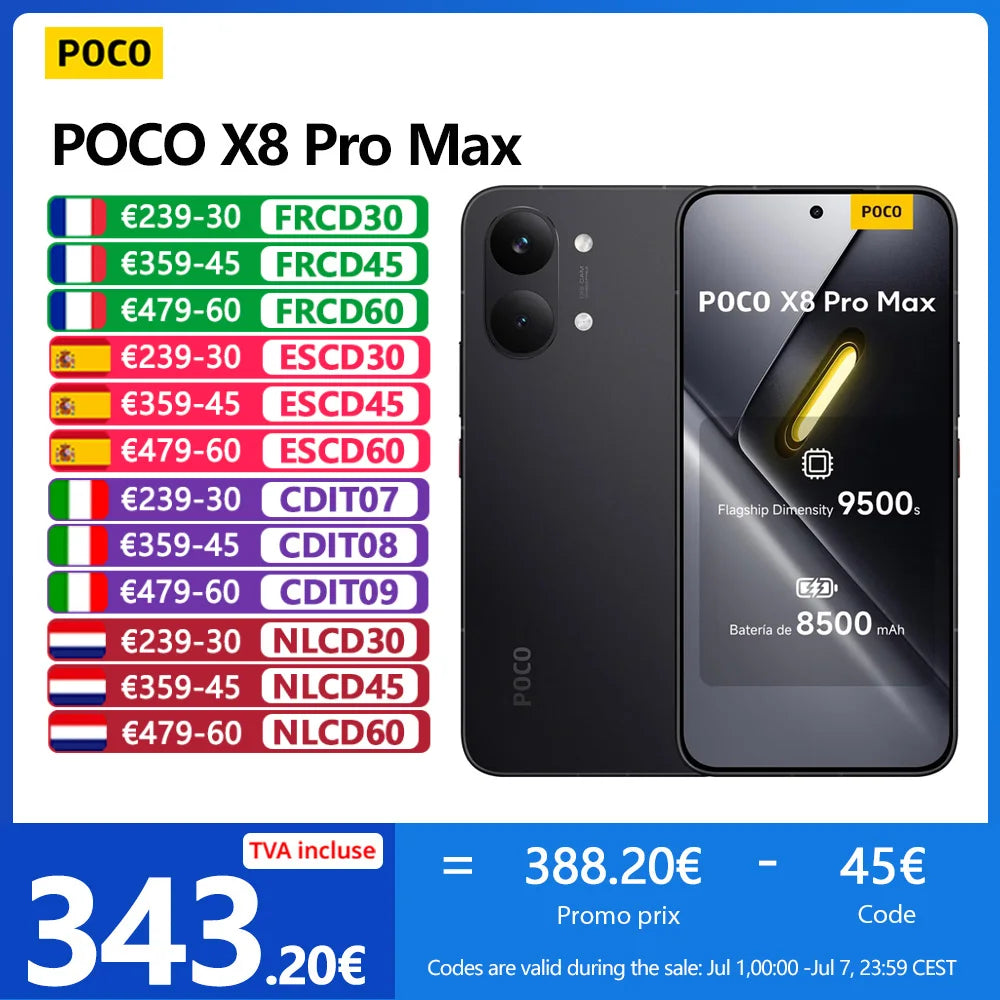 Poco X8 Pro Max 5g, Nfc, Mediatek Dimensity 9500S, 1.5K Amoled Display, 6.83", 120Hz, 50Mp Camera, Ip68... Ürün ana görseli