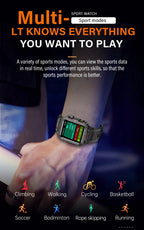 LAXASFIT New Men's Smart Watch LED Flashlight Outdoor Sports Smart Watch Wristwatch Health Monitoring Smart Watch