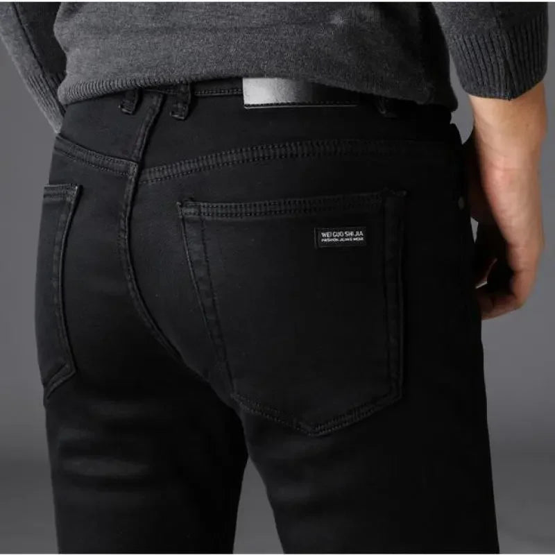 Spring Autumn Men Classic Fashion Brand Jeans Homme Man Soft Stretch Black Biker Masculino Denim Trousers Mens Pants Overalls Ürün ana görseli