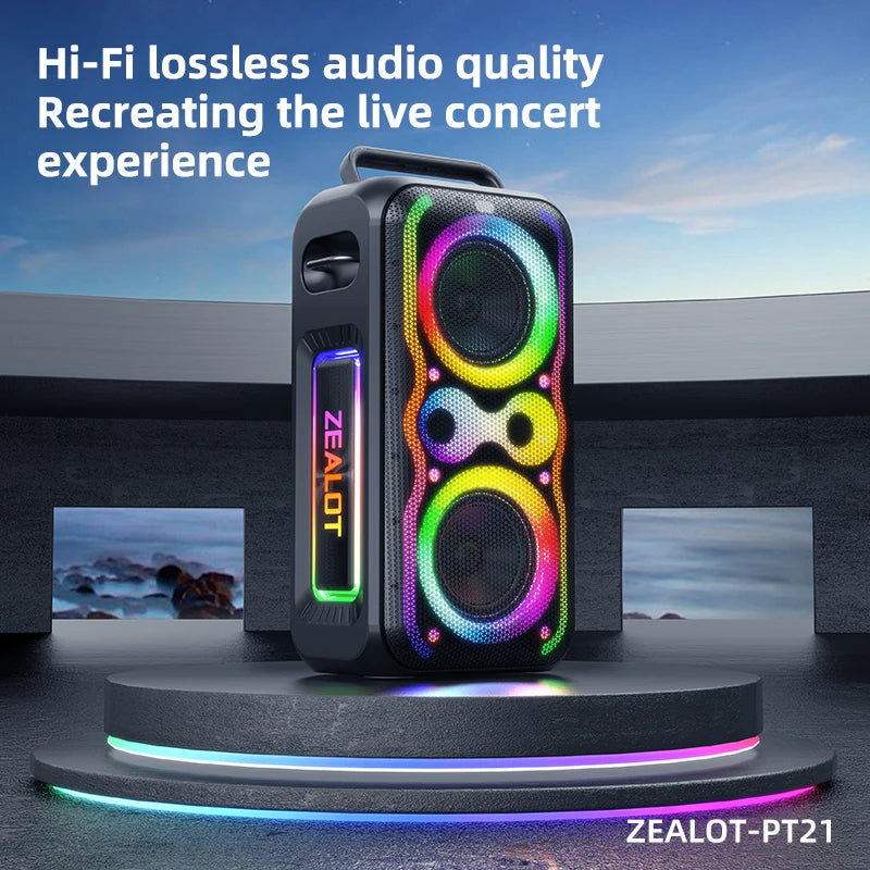 ZEALOT-PT21 200W Wireless Bluetooth Speaker , Portable Outdoor Speakers Loud with Bass Boost, Stereo Pairing, Reverse Charging,