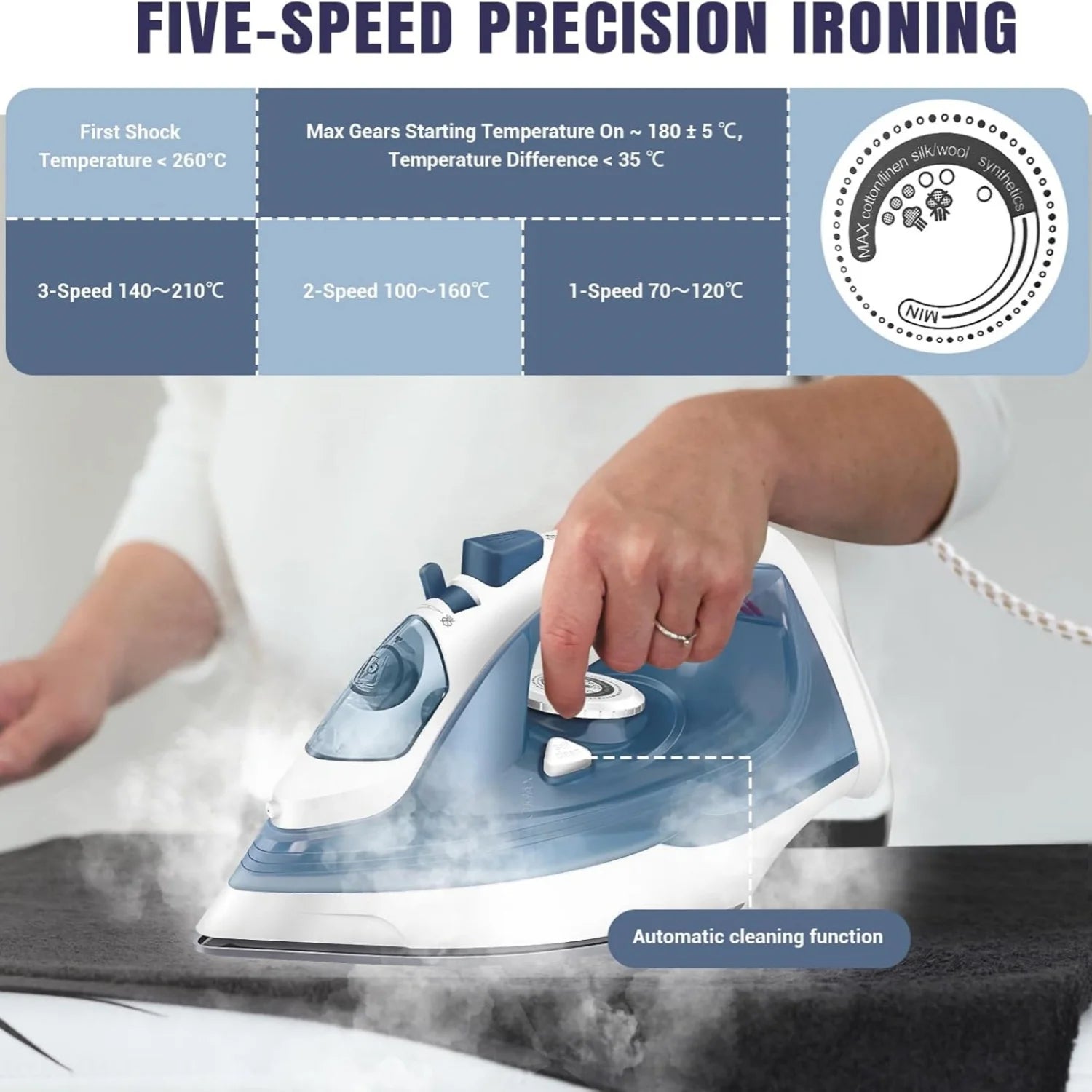 BRIEFNESS 2400W Steam Iron Handheld Iron Adjustable Thermostat Control Ironing Clothes Portable Ironing Tool Ürün ana görseli