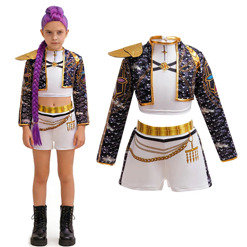 4 5 6 7 8 9 10 11 12 Years K-POP Girls Clothing Sets Cosplay 3Pcs Girls Suits Korean Version Birthday Party Costume Kids Clothes Ürün ana görseli