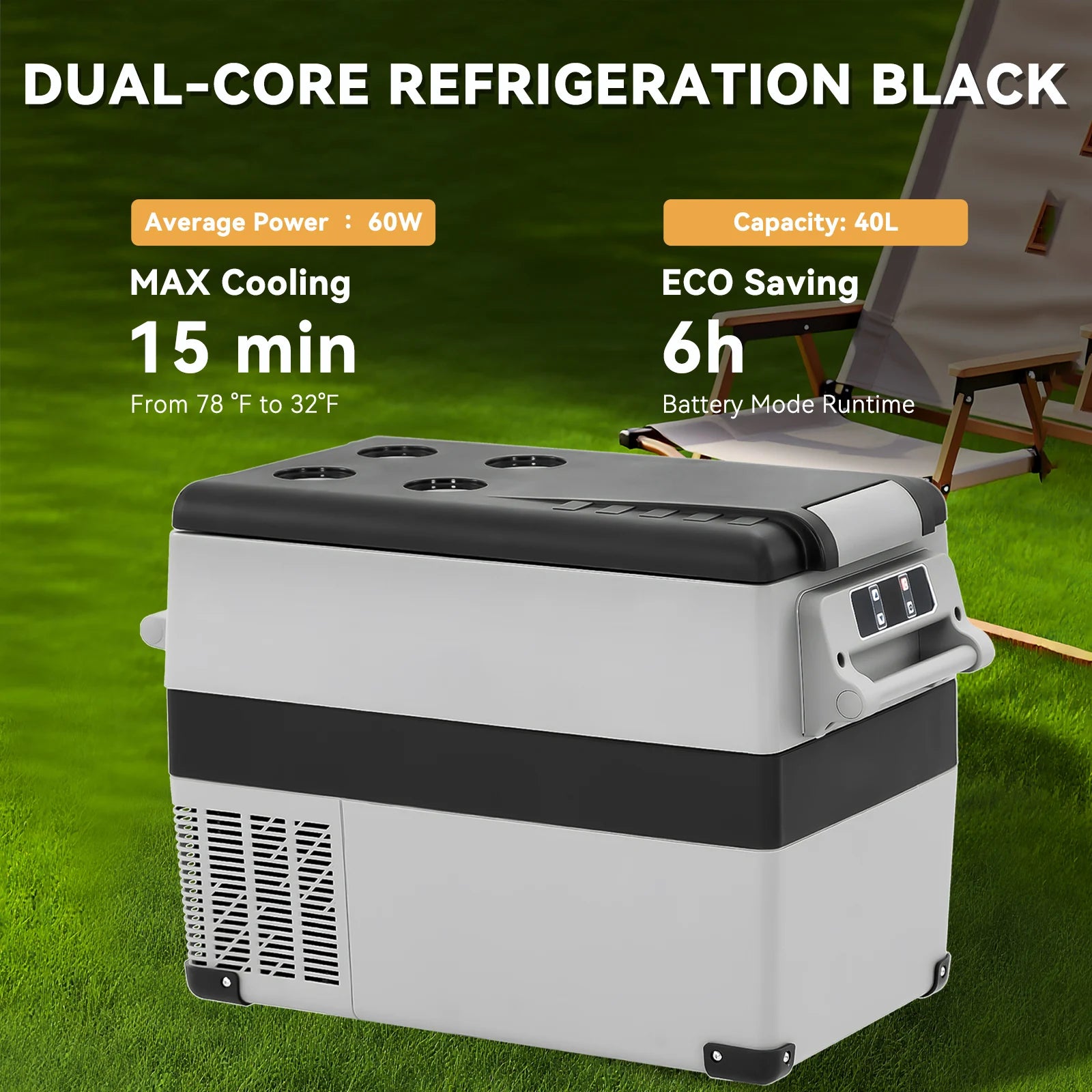 Podofo Car Mini Refrigerator Mini Fridge 45L Freezer Portable Compressor Cooler 12/24V DC 110-240V Ice Box for Camping