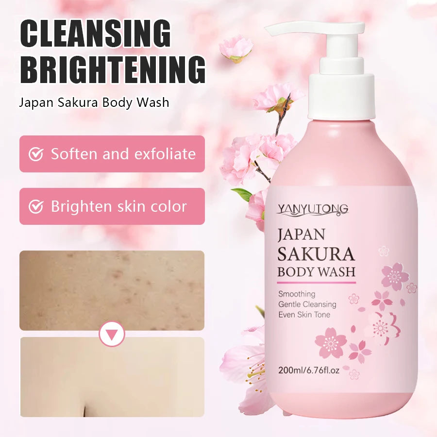 Sakura Shower Gel Long Moisturizing Smooth Long Lasting Fragrance Gentle Foam Body Cleansing Bath Product 200ml