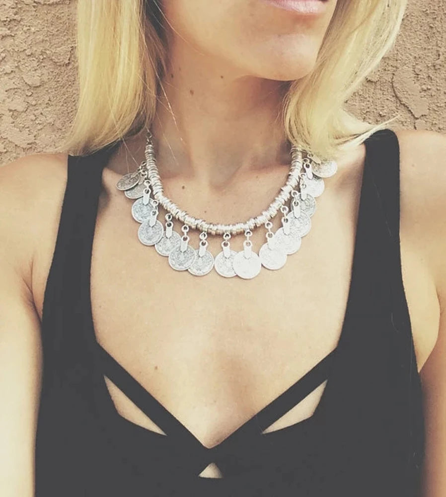Multi-style Vintage Coin Choker Necklace for Women Boho Afghan Ethnic Gypsy Native Tribal Dress Turkish Pakistan Indian Jewelry