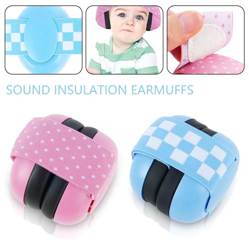Baby Anti-Noise Earmuffs Sleeping Ear Protector Hearing Security Protection with Elastic Strap Kids Noise Cancelling Headphones