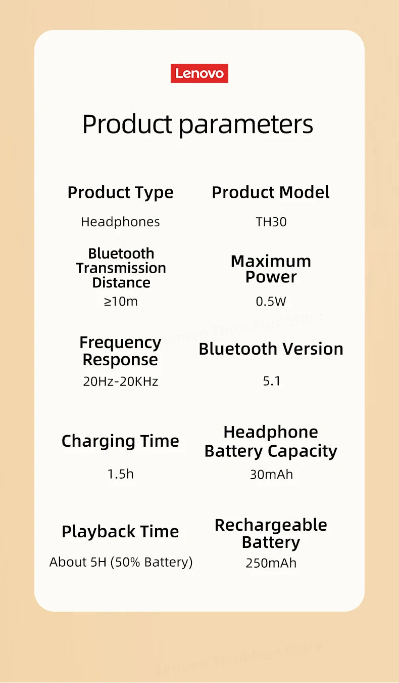 Choice Lenovo th30 wireless headphones Bluetooth earphone 5.0 foldable headset sport headphone game Fone Bluetooth earbuds