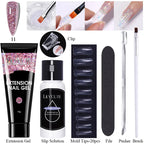 LILYCUTE 15ml Extension Gel Nail Polish Set Quick Nail Prolong With Extend Mold Nail Tips Acrylic Solution Manicure Tools Kit