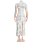Talenza White Polka Dot Long Dress Summer Sexy High-Waisted Vintage Print Sleeveless Dress Casual Party Vacation New Women Dress
