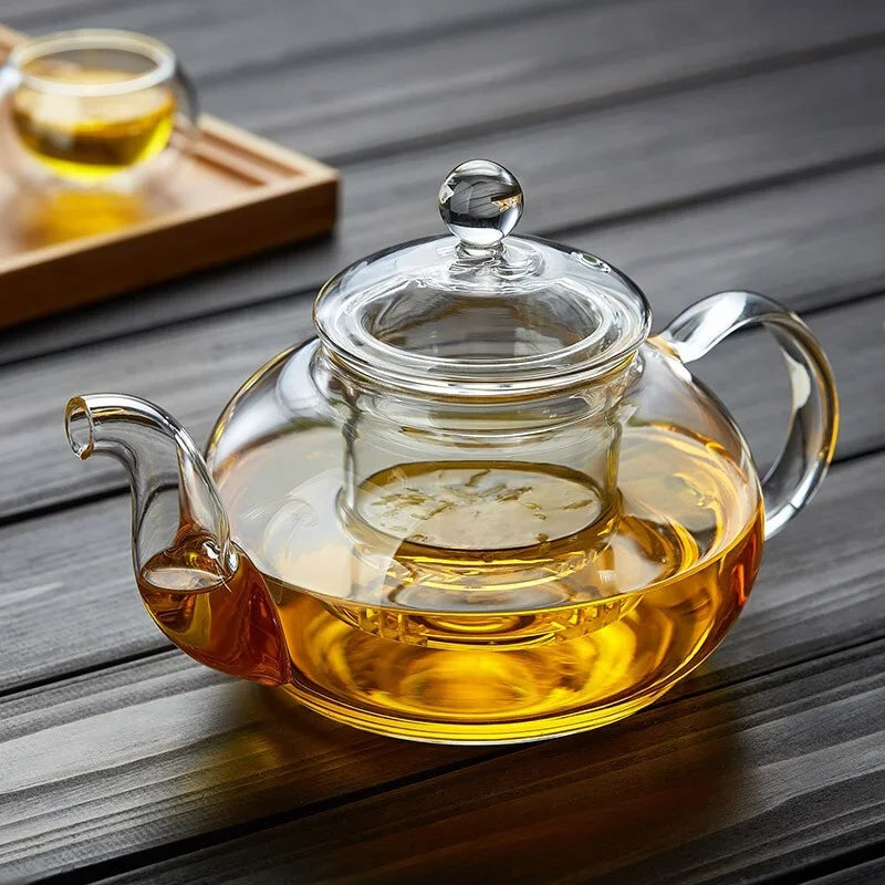 400ml/1000ml Filterable Heat-resistant Thickened Glass Teapot High Borosilicate Glass Flower Tea Pot Heatable Glass Tea Set Ürün ana görseli
