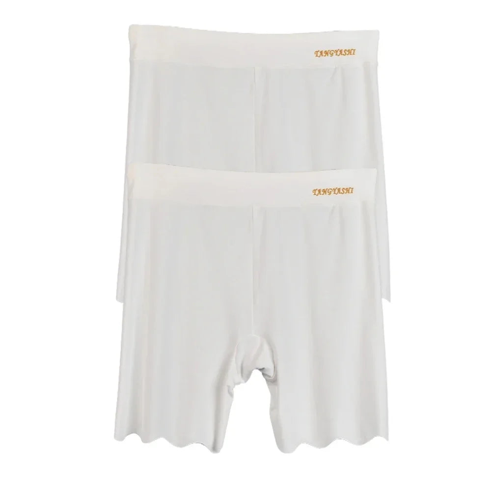 2pcs Seamless Safety Shorts Womens Ice Silk Summer Anti Rub Underwear Boxers Under Skirt Panty Big Size Short Leggings 40-100kg