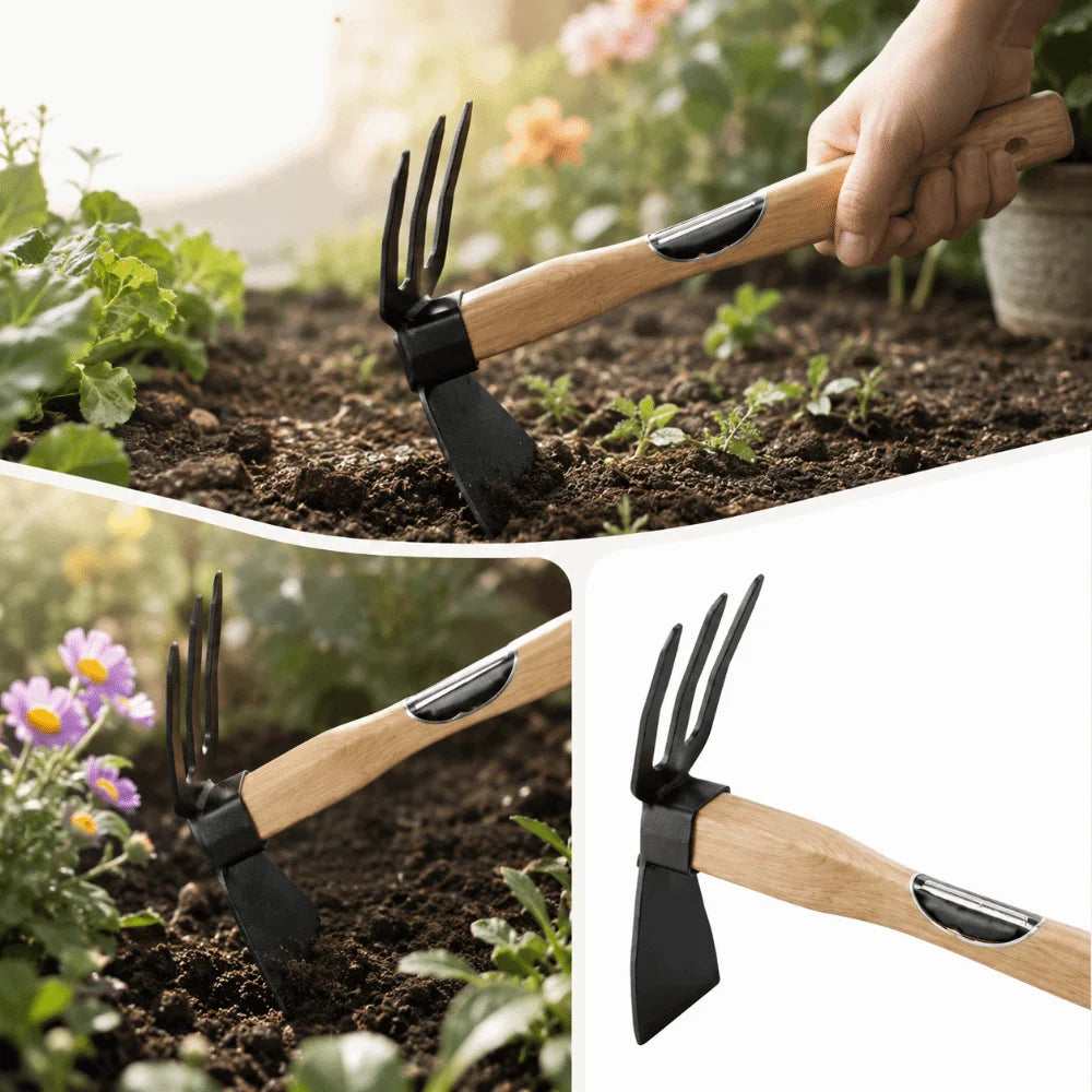 Robust Hardwood Handle Small Hand Hoe High-Strength Metal Head Lightweight Design Multi-functional Garden Tool Ürün ana görseli