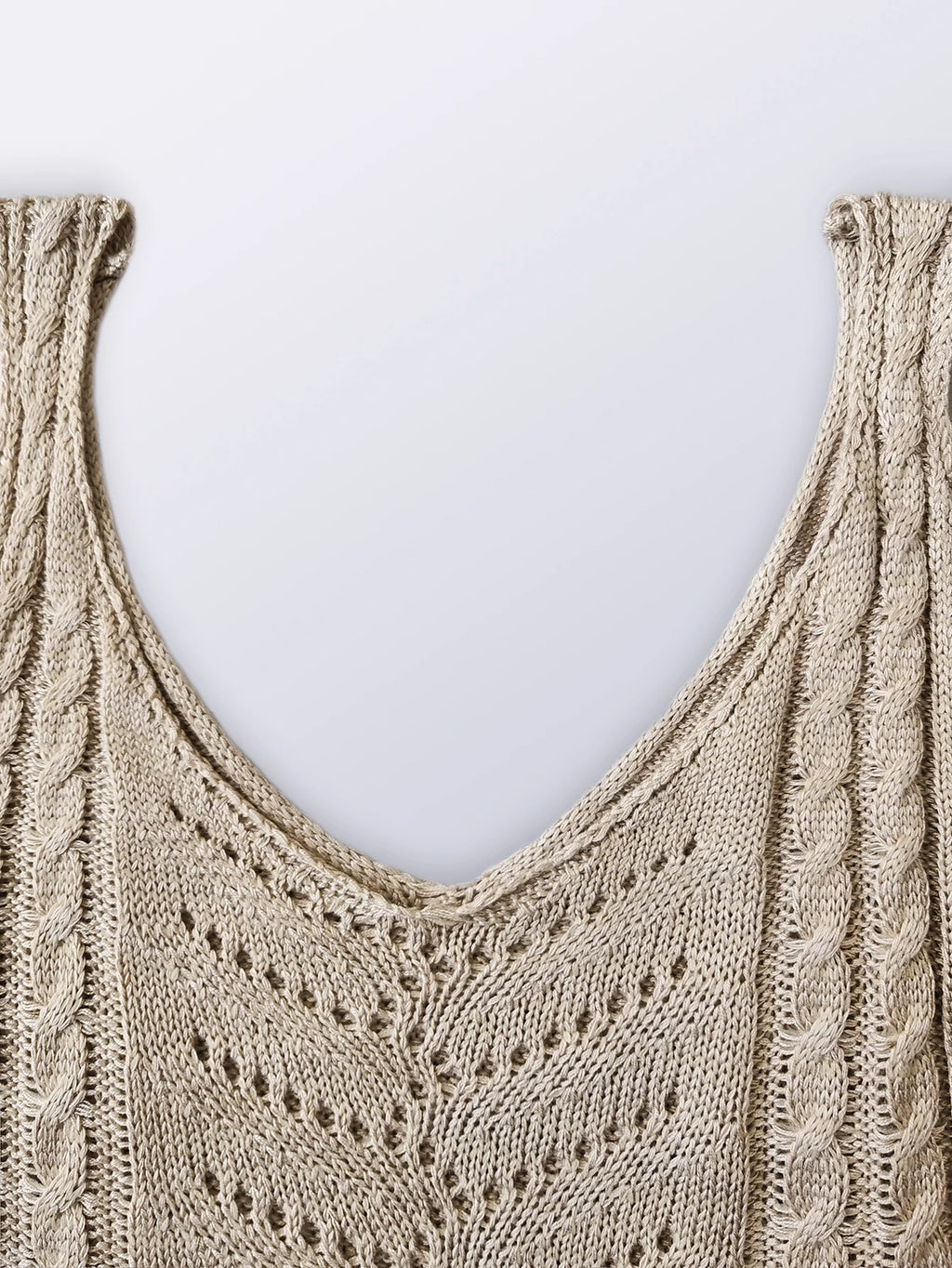 Spring Summer Casual V Neck Hollow Out Knitted Vest Solid Color Sleeveless Tops Orange Green White Khaki 2026 Women Clothes