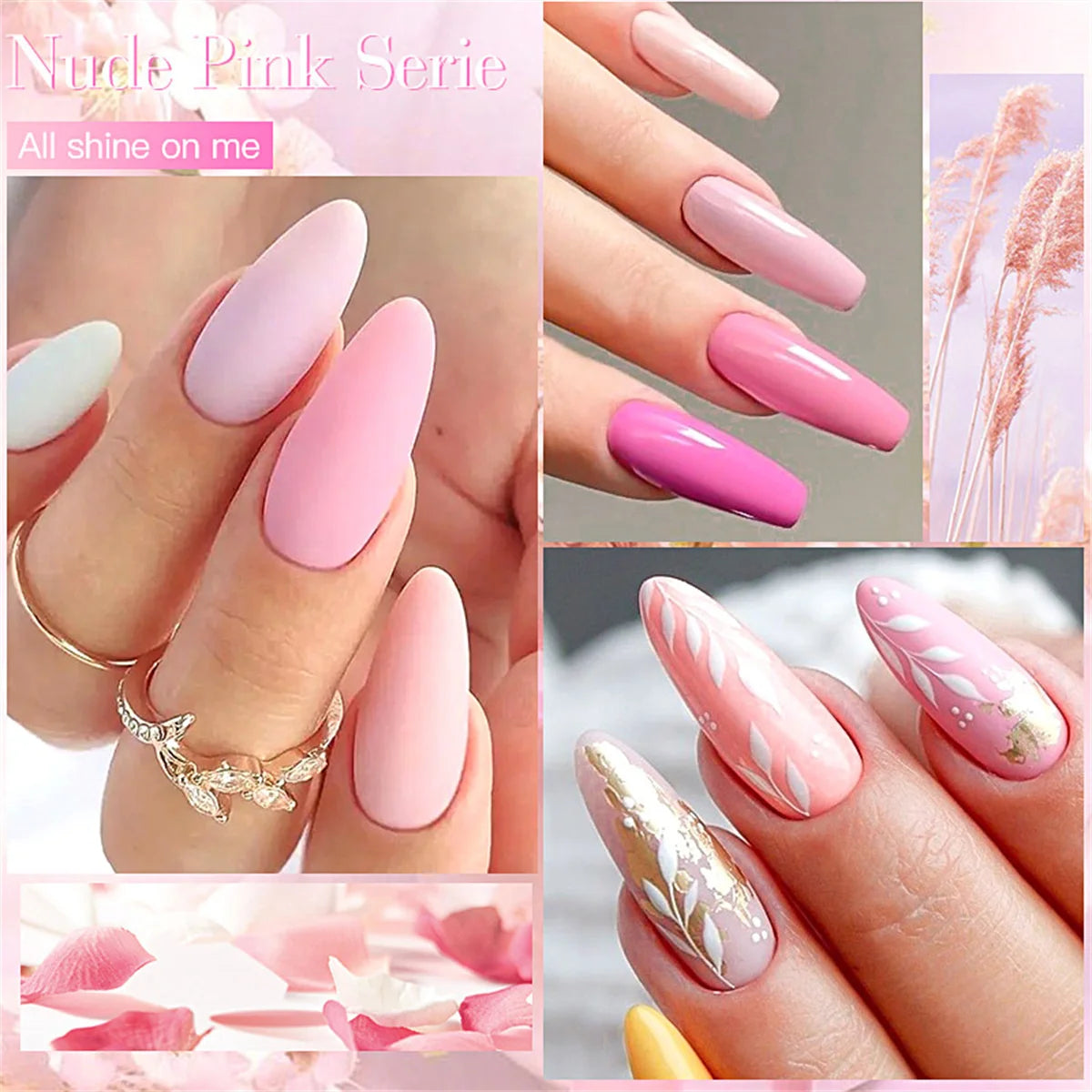 MTSSII 12pcs Gel Nail Polish Set Nude Pink Red Glitter Semi Permanent Soak Off  UV Gel Varnish Manicure Kit Nail Supplies DIY