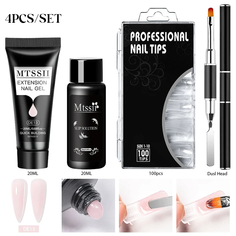 24PCS/Set 20ml Poly Naili Extension Gel  Kit Mini UV Lamp Sealer With Base Top Coat Professional Poly UVNail Gel Kit Starter Kit