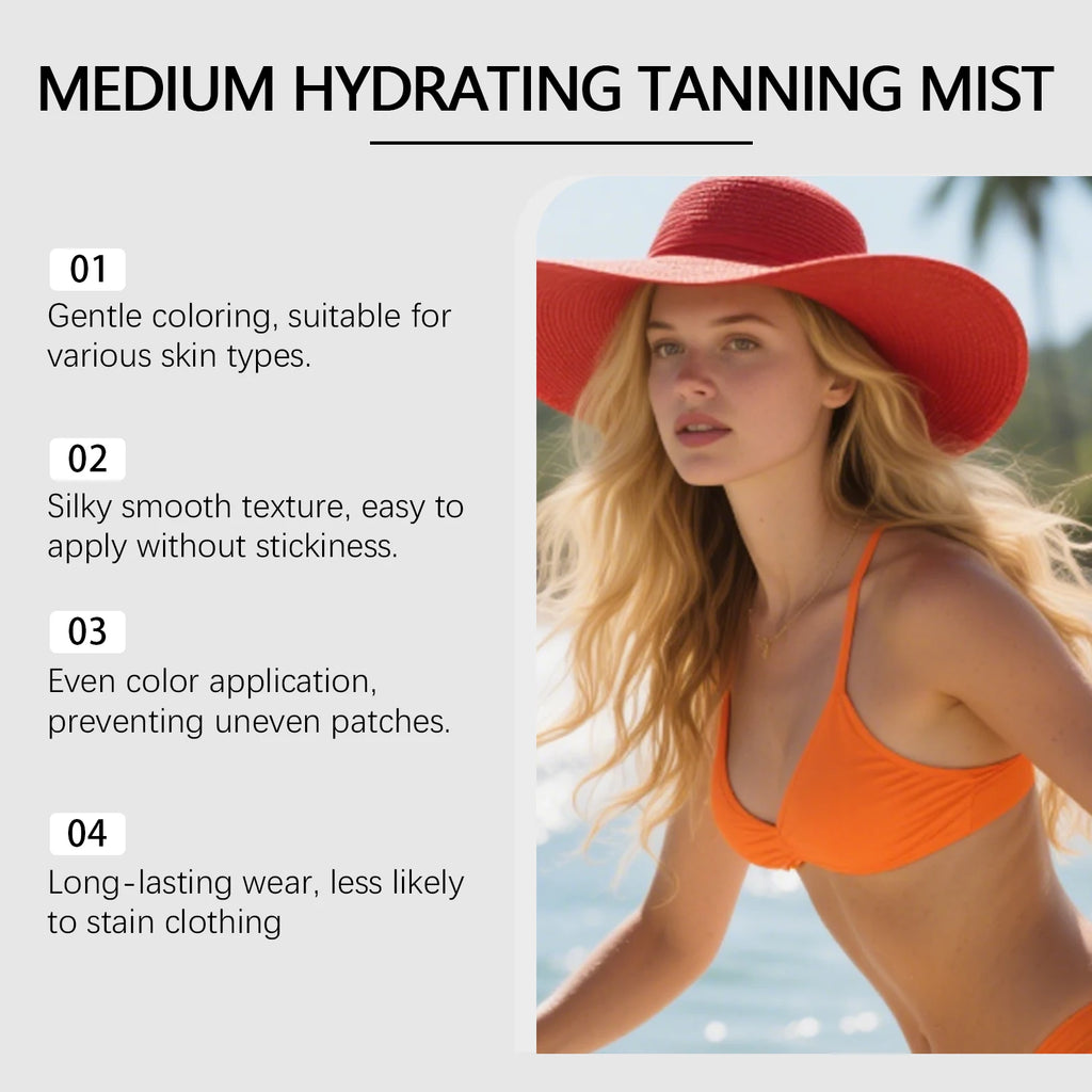 Self Tanning Spray Natural Sunless Tanner for Face Body Hydrating Lightweight Sunless Tanning Spray Natural Brown Tone Even Glow