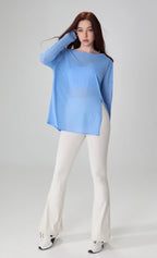 Breathable Long Sleeve Yoga Cover up Lightweight Quick Dry Running Top for Women Loose Fit Simple Sport Fitness Outdoor Leisure