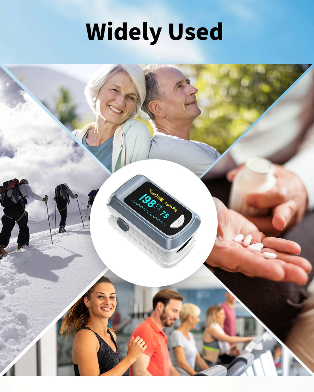 【Local Shipping】HealthTree Finger Pulse Oximeter Blood Oxygen Saturation SpO2 PI Oximetro Oxymeter Bluetooth APP Control