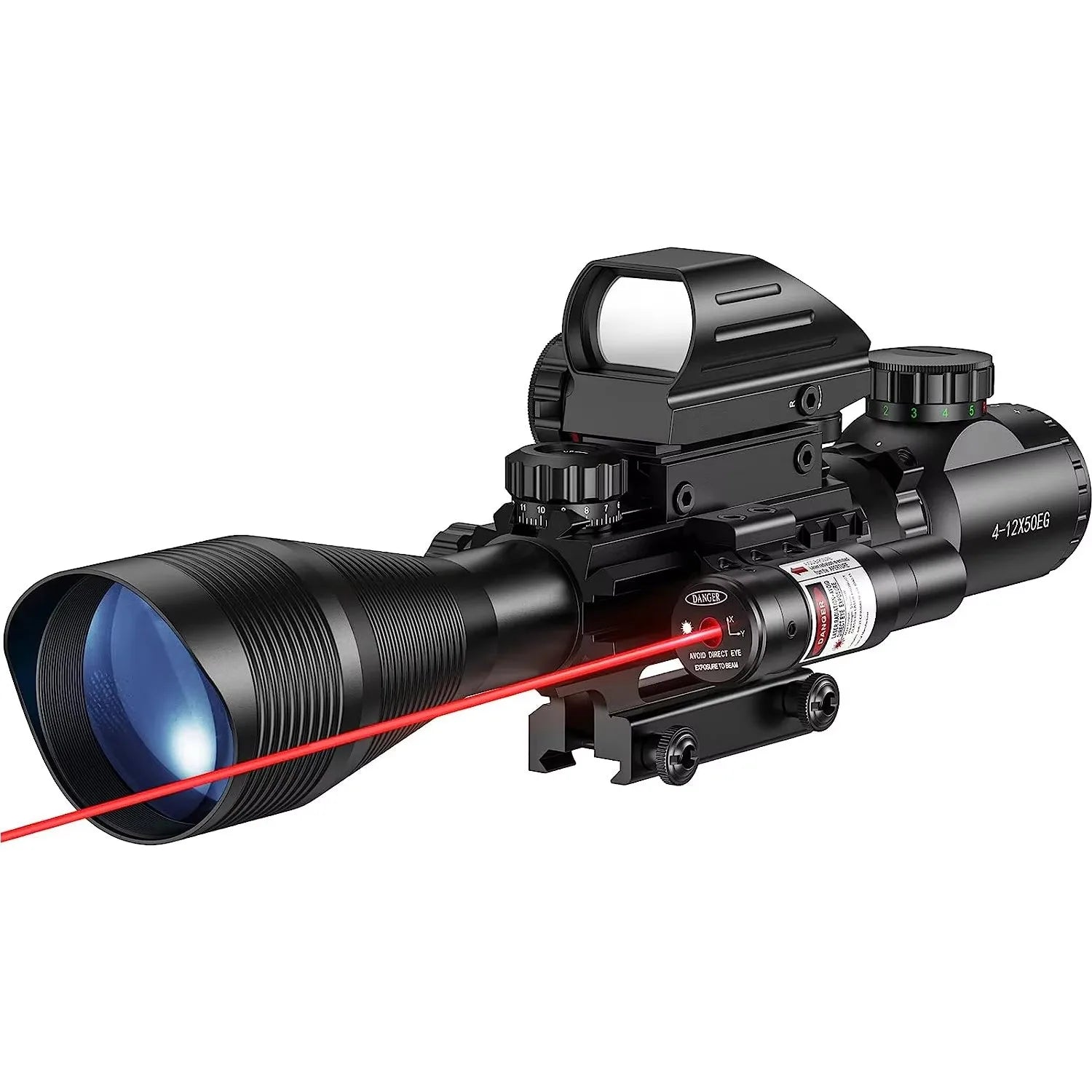 4-12x50 Scope Illuminated Rangefinder Reticle Rifle Holographic 4 Reticle Sight 20mm Red Grenn Laser For Hunting Main image