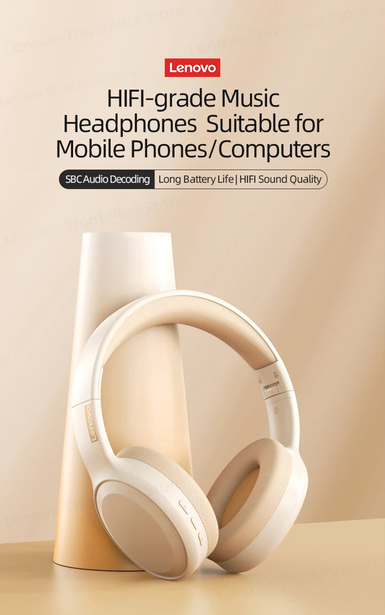 Choice Lenovo th30 wireless headphones Bluetooth earphone 5.0 foldable headset sport headphone game Fone Bluetooth earbuds