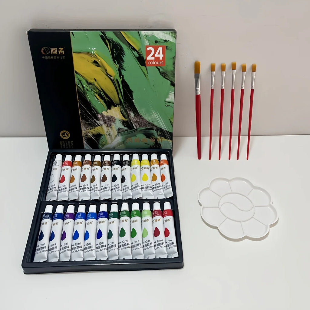 Acrylic paint set, 36 colors, each bottle 0.41 fluid ounces (12 ml), 36-color acrylic paints, non-fading, rich in color, suitabl