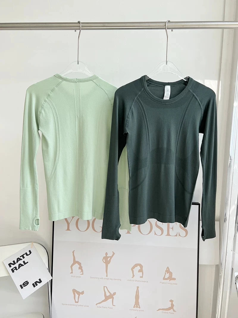 Seamless Yoga Top Women Long Sleeve Workout Shirt for Women Training Gym Clothes Stretchy Turtleneck Sportswear Activewear