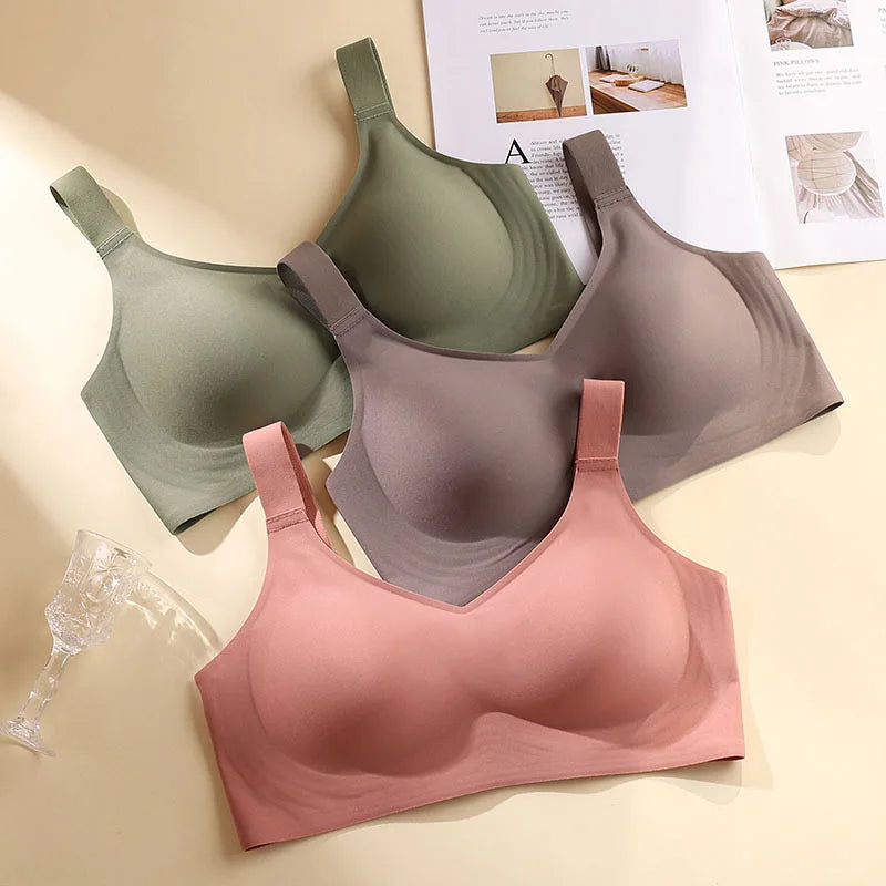 Beautiful Back Large Size Soft Support Push-up Bra For Women, Seamless One-piece, Wire-free, Adjustable Sports Thin Bra Seamless Ürün ana görseli
