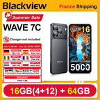 Blackview WAVE 7C Smartphone 6.56'' HD+IPS 5000mAh Battery 16GB(4+12)+64GB Unisoc Cell Phone 32MP+13MP 4G Android 16 Dual SIM
