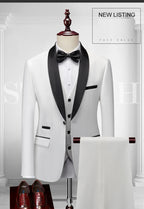 Men's Casual Business Have Smoking Suit High End Brand Boutique Fashion Blazer Vest Pants Groom Wedding Dress Party Suit