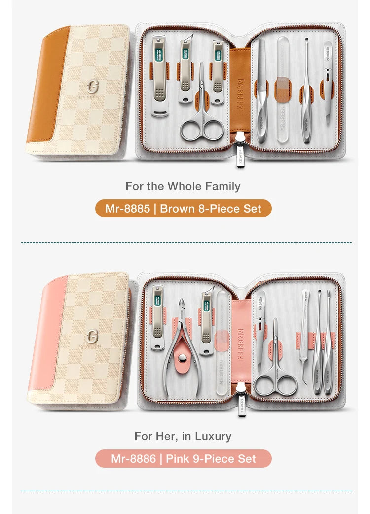 MR.GREEN Premium Manicure Set Professional-Grade Stainless Tools with Clean Lines & Travel-Ready Design Portable Case