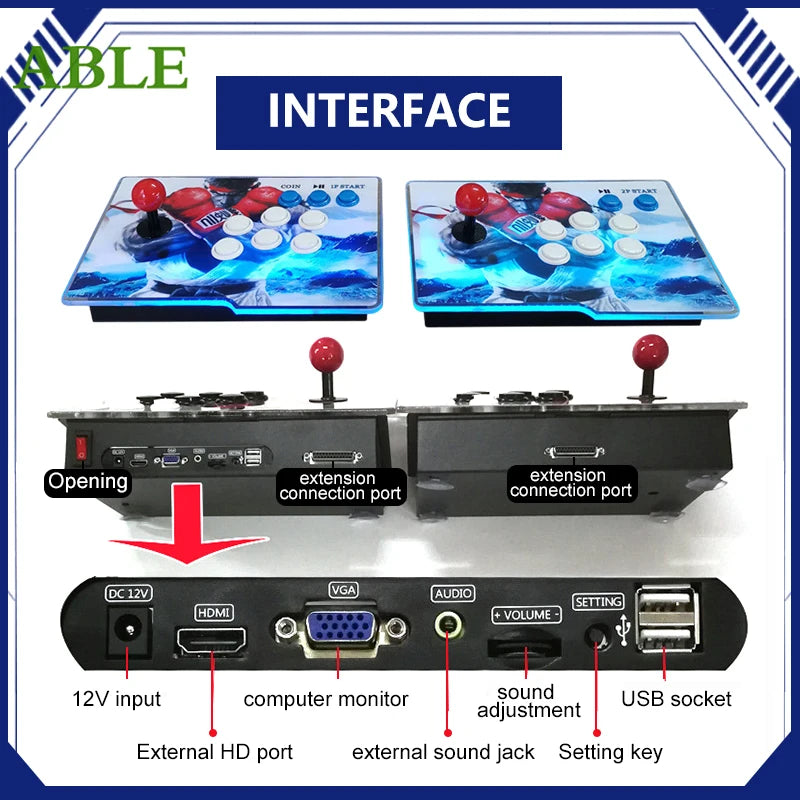Pandora Saga DX2 26800 Game in 1 Split Box Console Arcade 2-Player Plug-Play Classic Retro 3D Game Family 720P HD