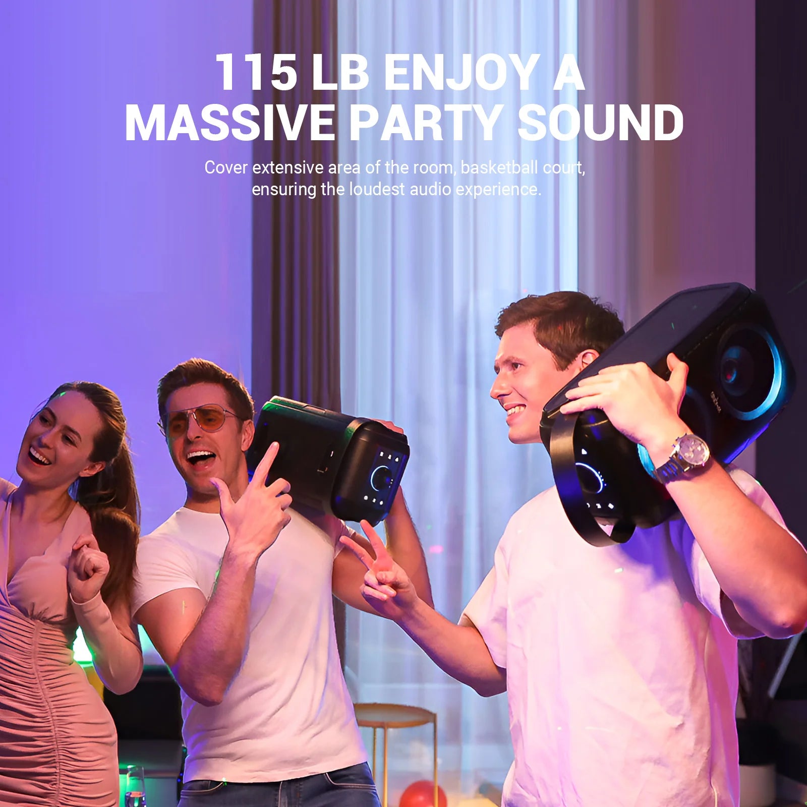 W-KING 80W RMS Party Portable Speakers Bluetooth Wireless Boombox/4 Drivers(2*4.04'' Woofer), Huge 105dB Sound Large Speaker Secondary image