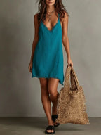 Women's Tassel Cami Tops Mini Dress Fashion V Neck Spaghetti Strap Camisole Asymmetrical Hem Flowy Long Lace Tank Slip Dresses