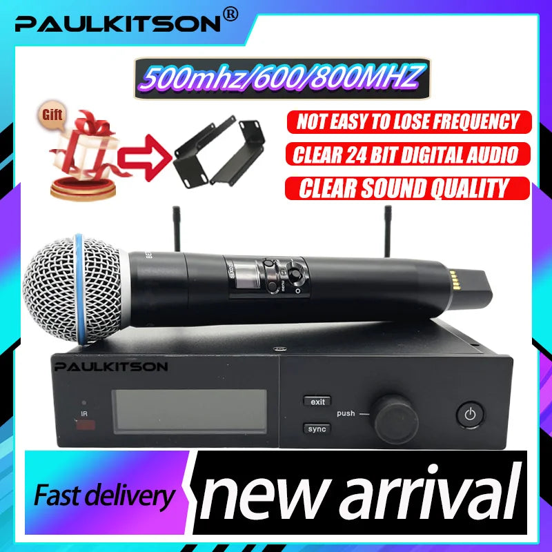 SLXD Microfone 500/600/800MHZ Wireless Microphone System 4pin Headset KSM8/Beta58 Professional Audio Equipment For Stage Karaoke Ürün ana görseli