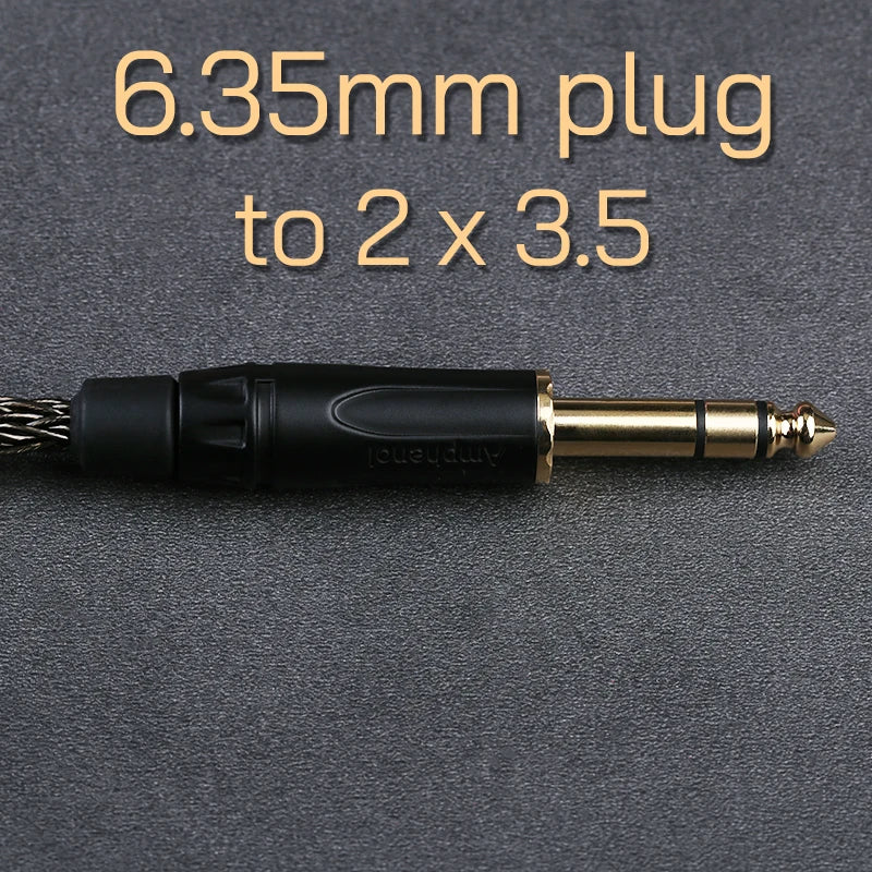 OPENHEART 16 Core Headphone Cable 1 to 2 jack dual 3.5/2.5/4.4mm/XLR Balance Cable For HIFIMAN DENON Replacement Cable 2m 3m