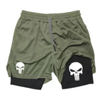 Print 2 in 1 Performance Shorts for Men Athletic Quick Dry Shorts with Phone Pocket Summer Gym Workout Running Shorts RL0302