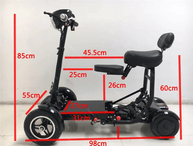 Four Wheel Electric Skateboard Portable Electric Scooters 10 Inch 36V Foldable Electric Scooter For Disabled Elderly