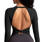 Cloud Hide Black Beauty Back Yoga Shirts Women Long Sleeve Blouse Plus Size Sports Gym Fitness Top Running T-Shirt Workout Shirt