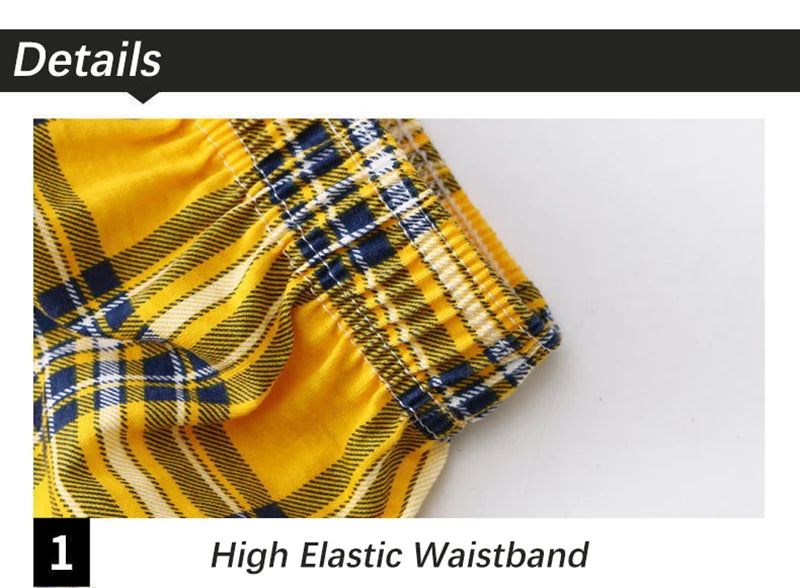 100%Cotton Fashion Boxer Shorts Men's Underwear Youth Breathable Comfortable Loose Underpants Classic Plaid Arrow Pants Homewear
