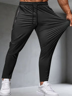 Men's Fitness Pants Zippered Pockets Stretch Sports Pants Running Daily Wear Casual Pants Jogger Man Football Fishing Gift Gym