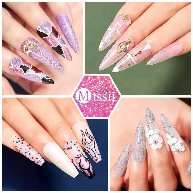 MTSSII 12pcs Gel Nail Polish Set Nude Pink Red Glitter Semi Permanent Soak Off  UV Gel Varnish Manicure Kit Nail Supplies DIY
