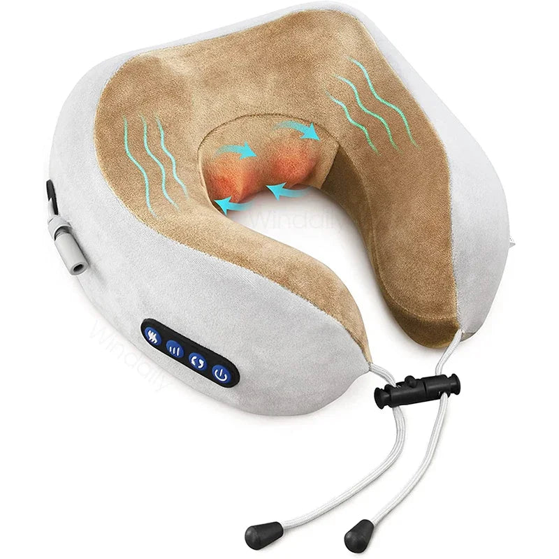 Electric Neck Massager With Heat Vibration 3D Kneading Shiatsu Massage U Shaped Pillow For Shoulder Cervical Pain Relief Fatigue Main image