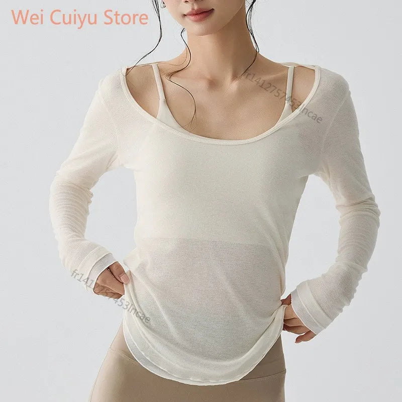 Quick Dry Long Sleeve Yoga Shirt Women Fitness Sports Top Running Gym Workout T-Shirt Female Athletic Active Wear