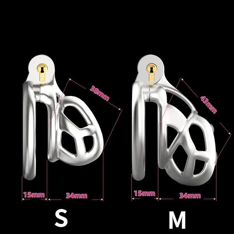 Stainless Steel Male Chastity Cage Cock Mamba Penis Ring Chastity Belt BDSM Erotic Urethral Lock Double-Arc Ring Sex Toy