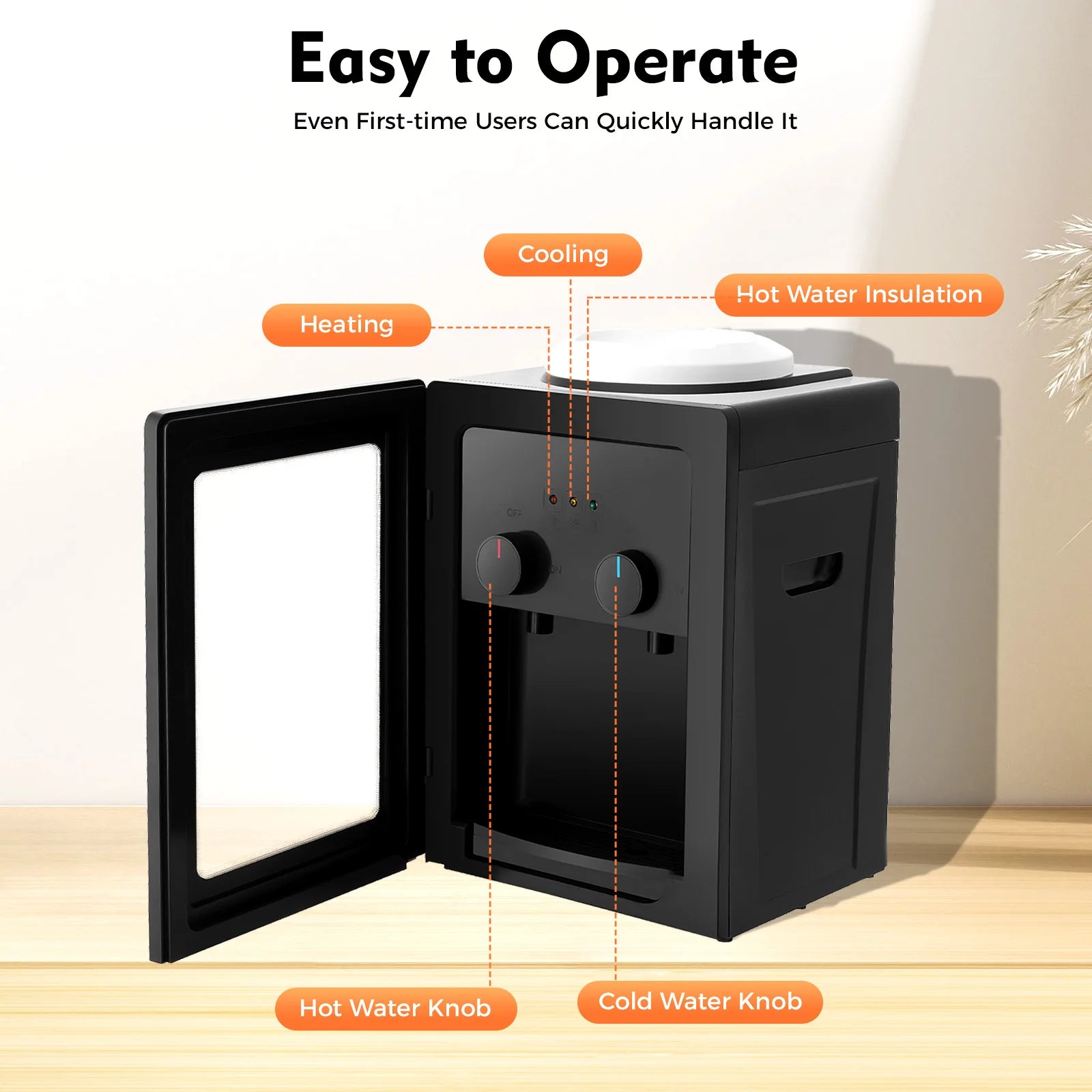 550W Desktop Water Dispenser Stainless Steel Liner PP Material 270x235x370mm 3kg Fast Heating & Cooling Dual-Use Water Dispenser