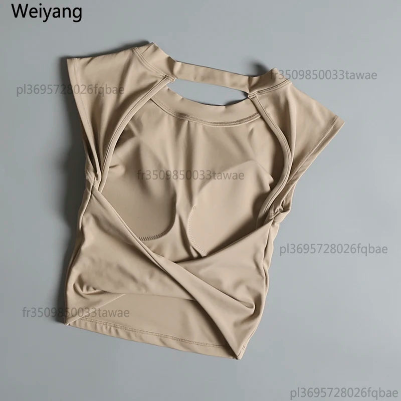 Sexy Backless Sports Vest Women Fixed Chest Pad Tight Quick-Drying Slim Fit Yoga Top Breathable Fitness Shirt