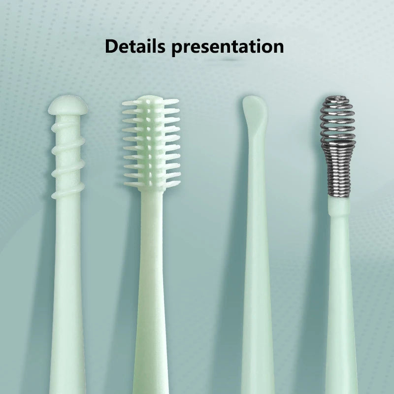 Double-headed spiral silicone ear cleaning swabs set - washable and reusable for ear wax removal and ear cleaning tools Ürün ana görseli