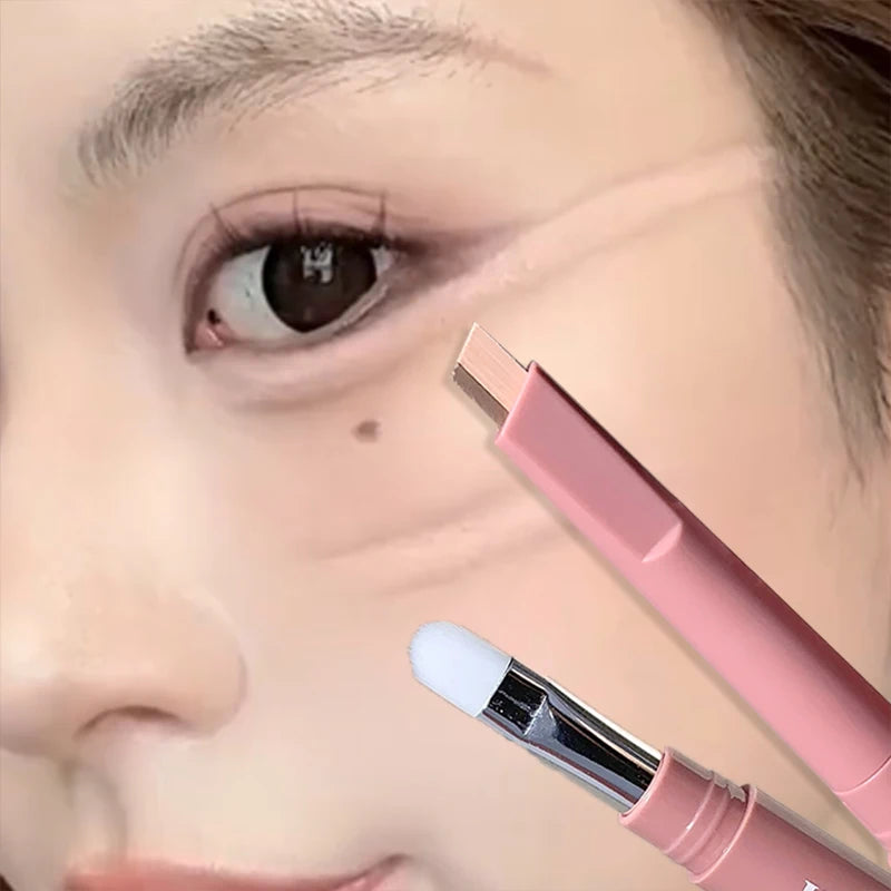 Matte Brightening Lying Silkworm Pen Pink Brown Two-color Highlighter Contour Shadow Pen With Detail Blending Brush Eye Makeup Ürün ana görseli